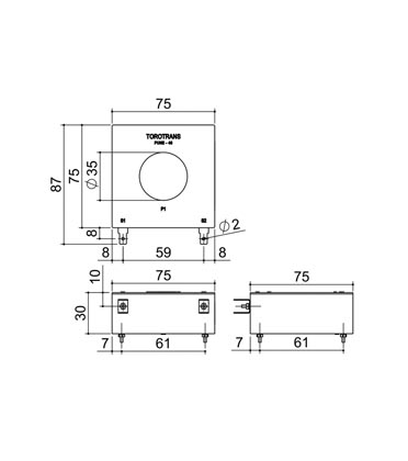 Toroidal Current Transformers - TORO-BOX-75X75L-4M